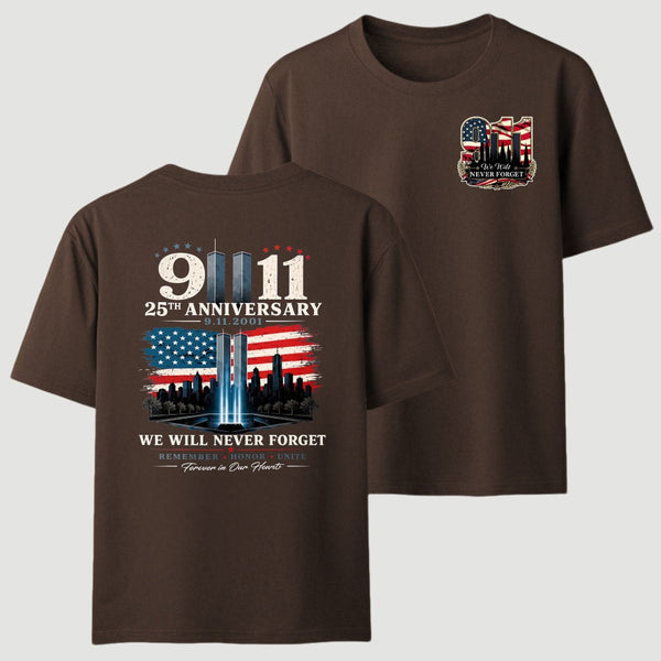 911 25th Anniversary Memorial Patriotic Two Sided T-Shirt