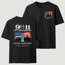 911 25th Anniversary Memorial Patriotic Two Sided T-Shirt