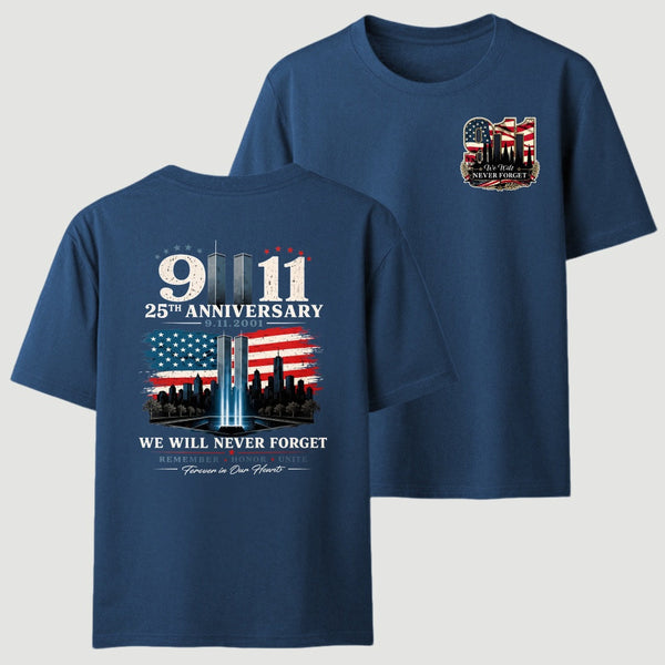911 25th Anniversary Memorial Patriotic Two Sided T-Shirt
