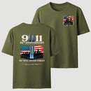 911 25th Anniversary Memorial Patriotic Two Sided T-Shirt