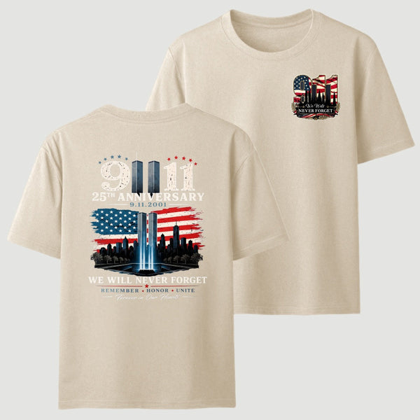 911 25th Anniversary Memorial Patriotic Two Sided T-Shirt