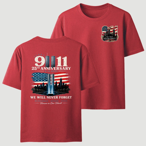 911 25th Anniversary Memorial Patriotic Two Sided T-Shirt