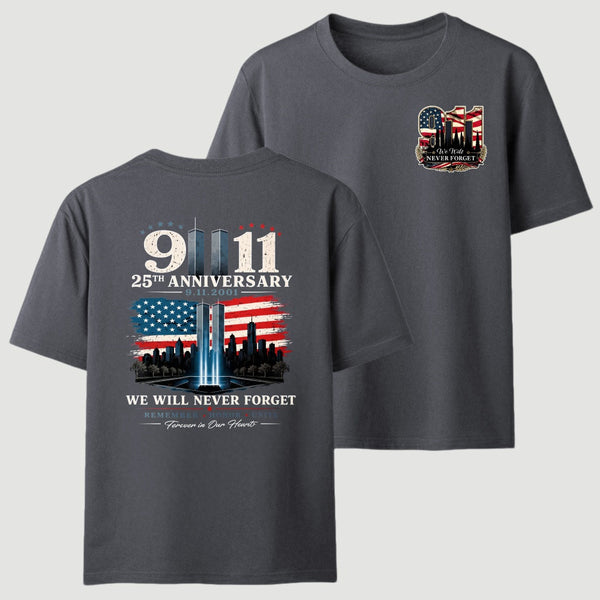 911 25th Anniversary Memorial Patriotic Two Sided T-Shirt