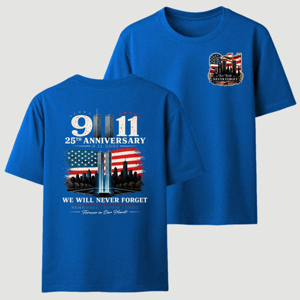 911 25th Anniversary Memorial Patriotic Two Sided T-Shirt
