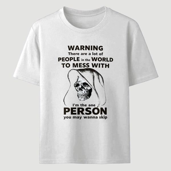 Funny Grim Reaper High Contrast Skull Graphic T-Shirt
