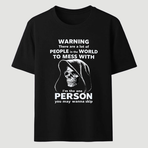 Funny Grim Reaper High Contrast Skull Graphic T-Shirt