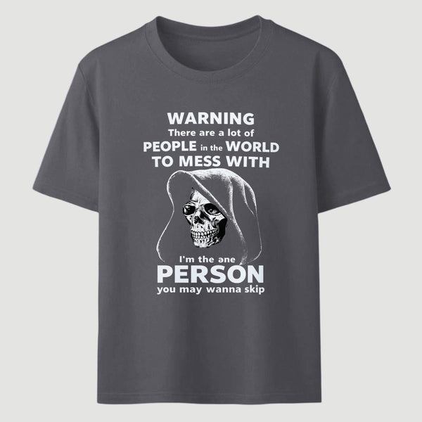 Funny Grim Reaper High Contrast Skull Graphic T-Shirt