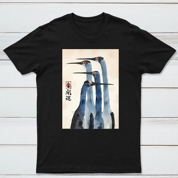 Three Cranes Standing Together In Harmony T-Shirt