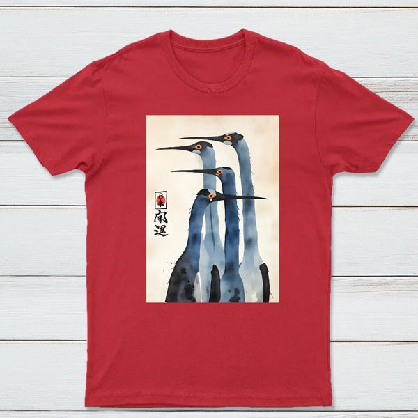 Three Cranes Standing Together In Harmony T-Shirt