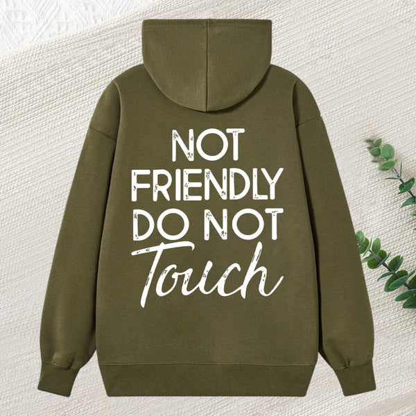 Not Friendly Do Not Touch Print Men'S Casual Streetwear Hoodies Comfy And Loose Hooded Pullover Top Hoodie