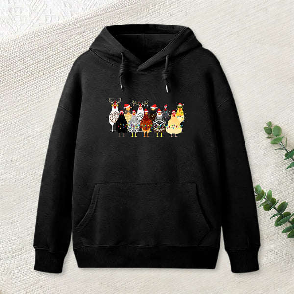 A Flock Of Christmas Chickens Hoodie