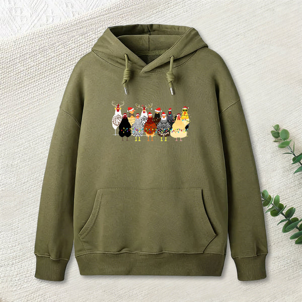 A Flock Of Christmas Chickens Hoodie
