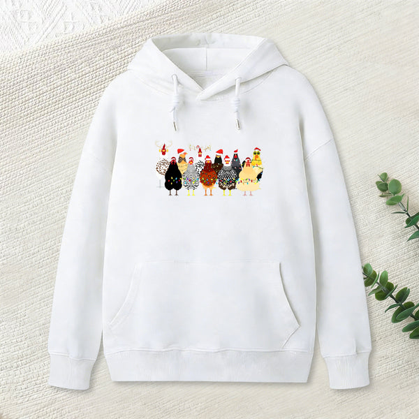 A Flock Of Christmas Chickens Hoodie