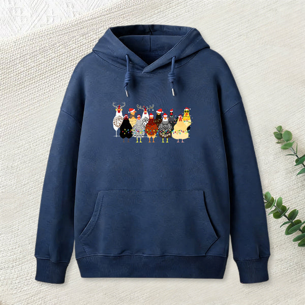 A Flock Of Christmas Chickens Hoodie