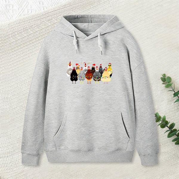 A Flock Of Christmas Chickens Hoodie