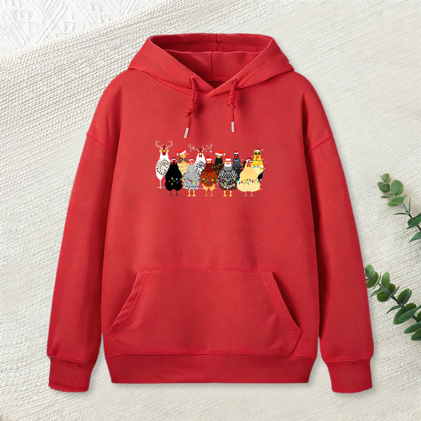 A Flock Of Christmas Chickens Hoodie